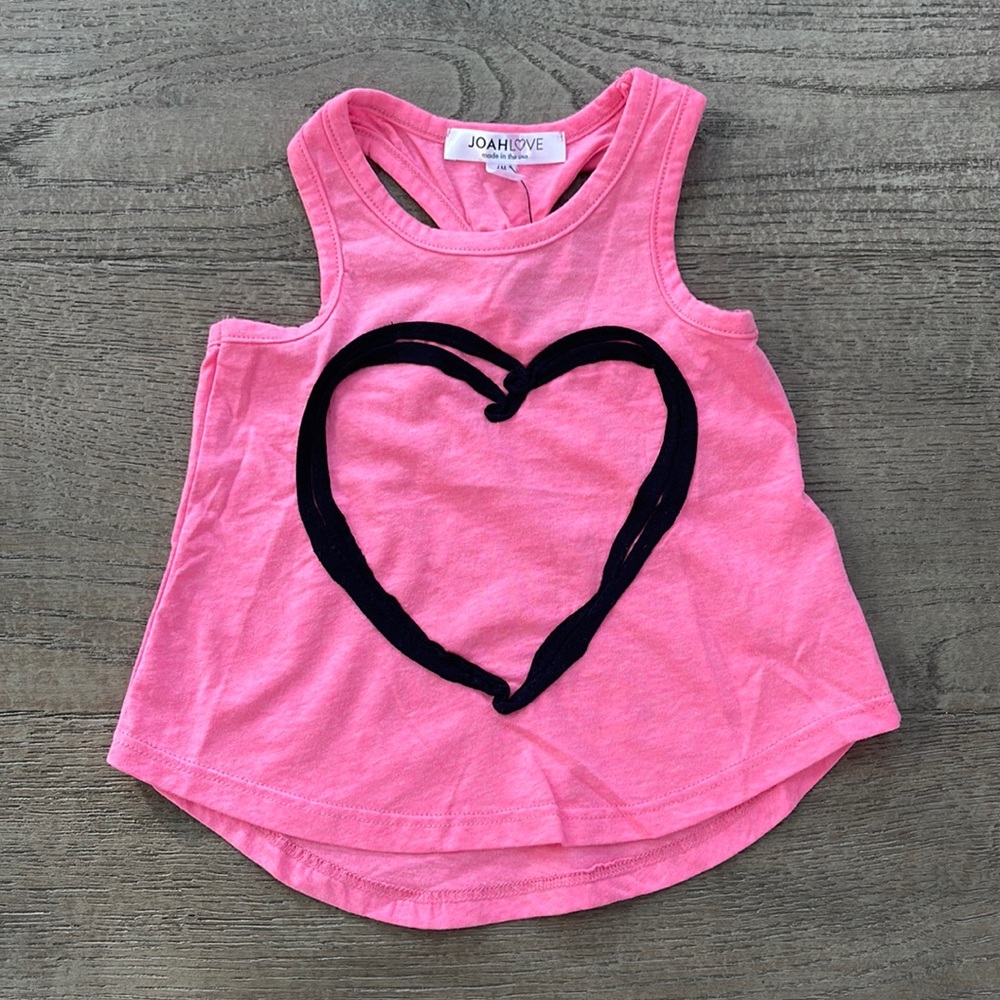 Joah Love Pink Heart Twist Back Tank, NWT, 3-6M